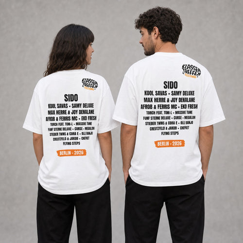 Klassentreffen Festival 2026 - Unisex Lineup T-Shirt (weiß)