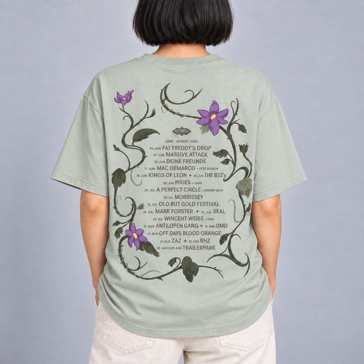 Citadel Music Festival 2026 - Unisex Oversize T-Shirt (Soft Salvia)